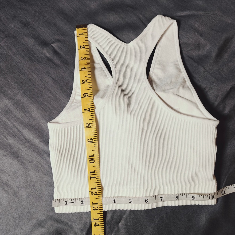 Zenana Ribbed Padded Cropped Racerback Tank Top Bralette Brami White S/M - Picture 7 of 11